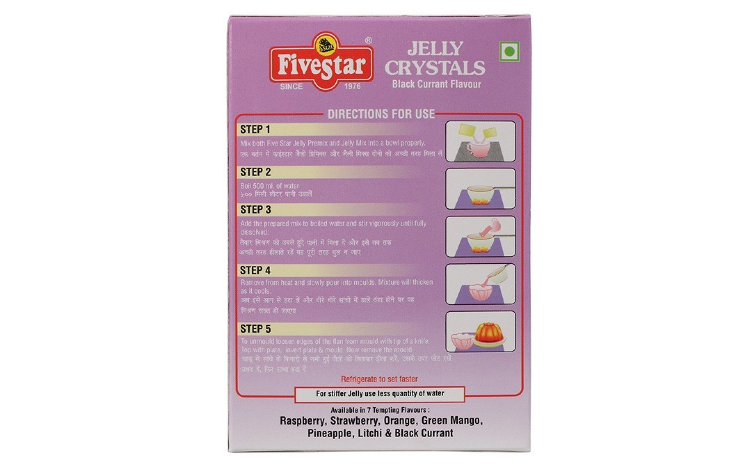 Five Star Jelly Crystals, Black Currant Flavour   Box  90 grams
